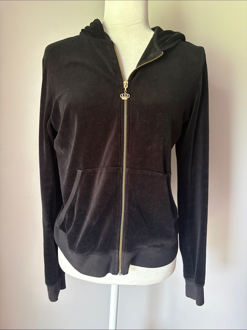 Juicy Couture Y2K Black Velour Full Zip Hoodie